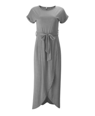 Langes Sommerkleid mit Gürtel & Beinschlitz – Elegant & Luftig